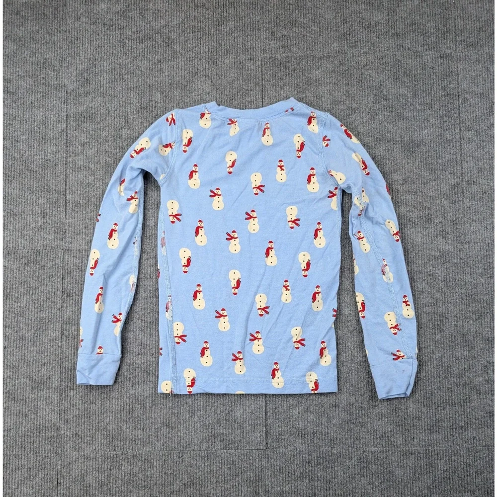 Hanna Anderson Pajama Set 120CM 6-7 Blue Snowman Lightweight Tencel Novelty